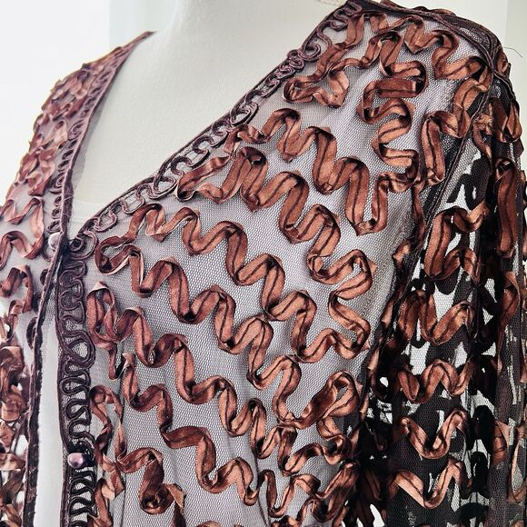 *New* Moratile Brown Wearable Art Sheer Soutache Jacket - Size Large / XL - Picture 5 of 8
